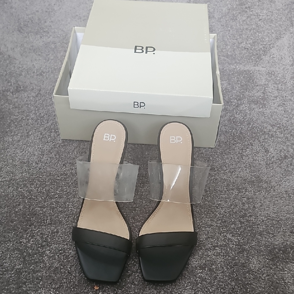 BP Women's Black and Clear Heeled Sandals